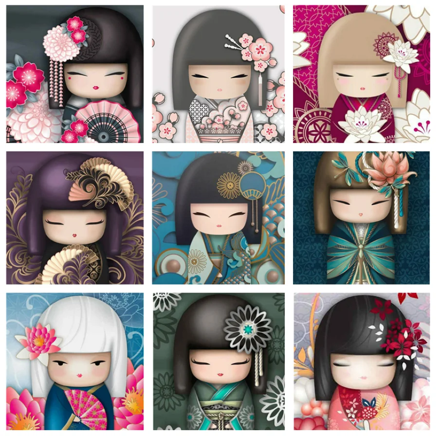 

Full AB Drill Velvet canvas 5D DIY Diamond Painting Japanese girl cartoon 3D Embroidery Cross Stitch 5D Home Decor Gift