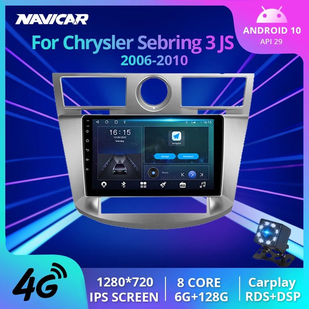 

Автомагнитола 2DIN с GPS-навигацией и IPS-экраном для Chrysler Sebring 3 JS 2006 2007 2008 2009 2010 2din Android10.0, автомобильный стереоприемник