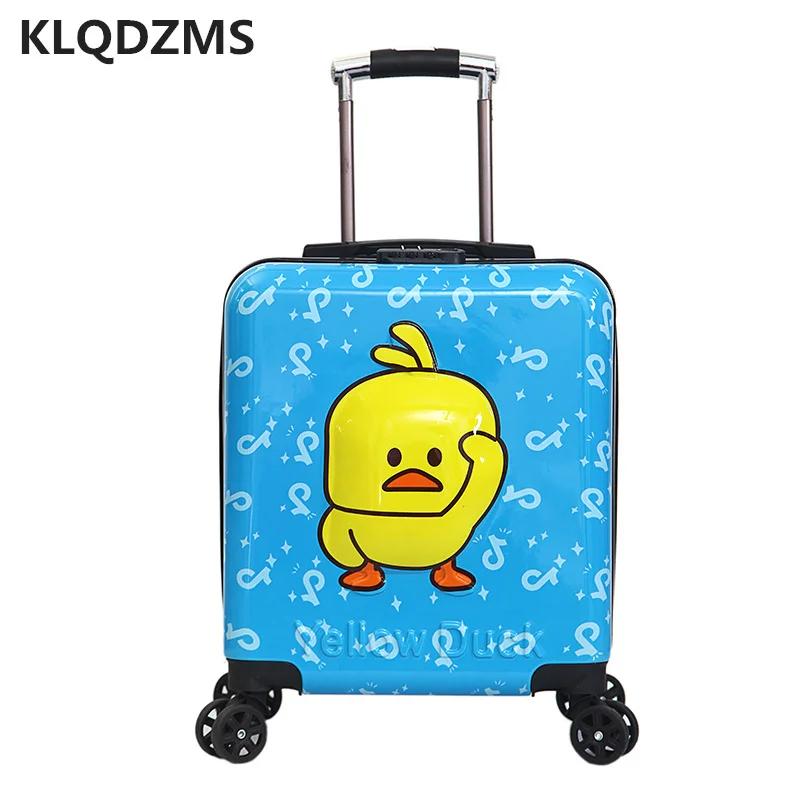 KLQDZMS 18 Inch Cartoon Child Suitcase Fashion Kids Luggage On Wheels Popular Rolling Luggage Young Child Trolley Suitcase Bag