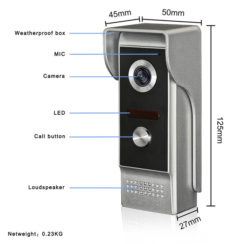 7" Wired Video Door Phone System Visual Intercom Doorbell With 1*800x480 Monitor + 1*700TVL Outdoor Camera For Home Surveillance - купить