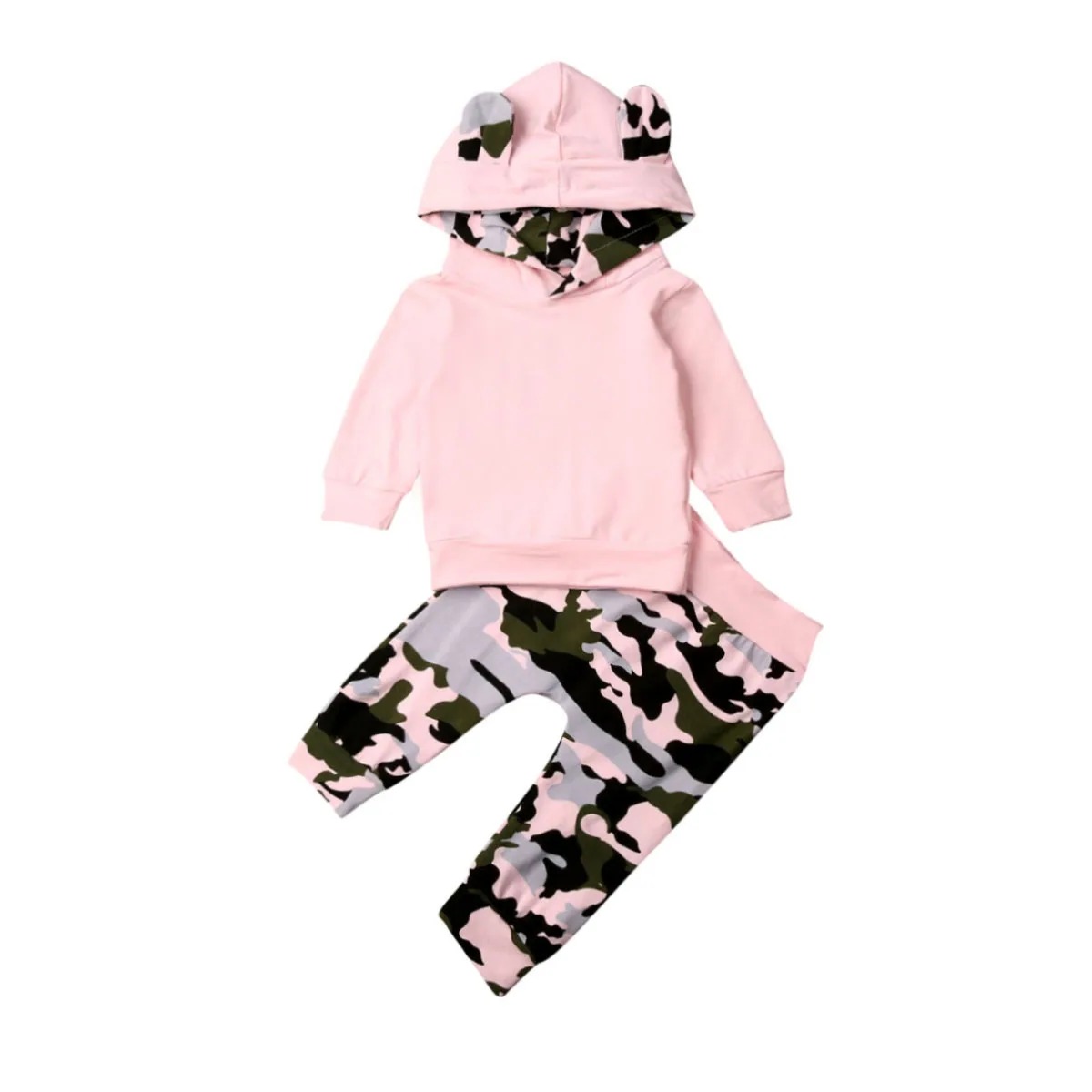 

Newborn Baby Girl 0-24M Clothes Hooded Tops T-shirt Camo Pants Leggings Outfit 2PCS