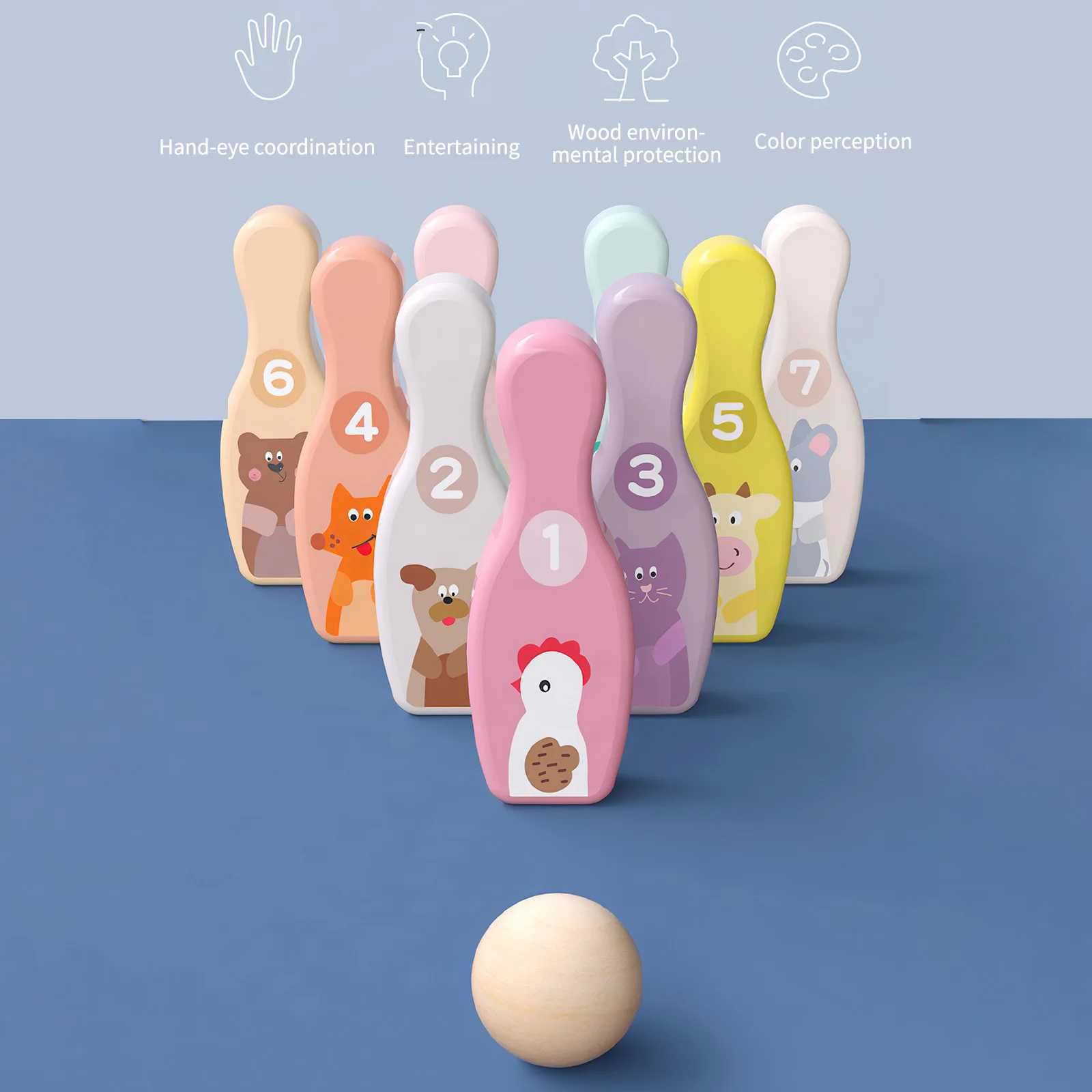 Набор детских игрушек для боулинга детская деревянная игра детский спортивный