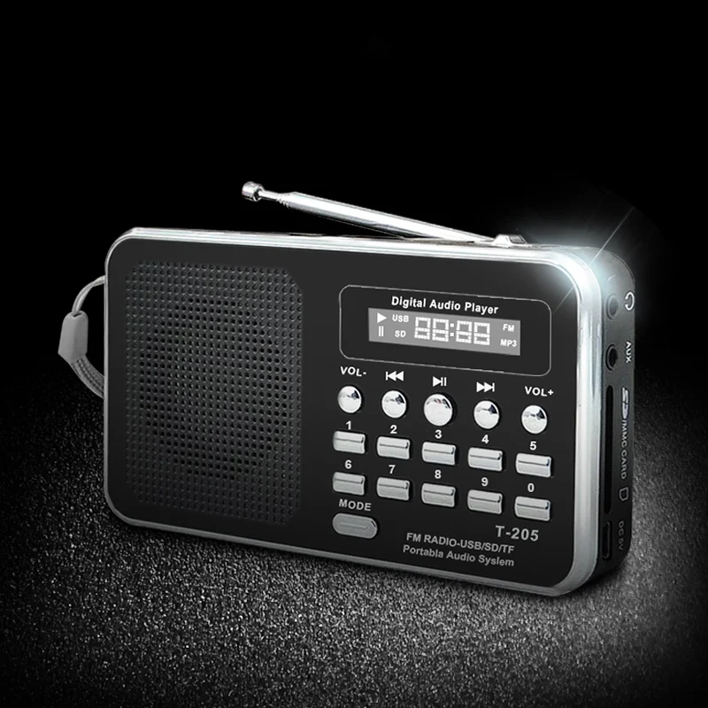 Портативный мини Am Fm радио стерео динамик Поддержка Sd/Tf карта с Usb (черный) |