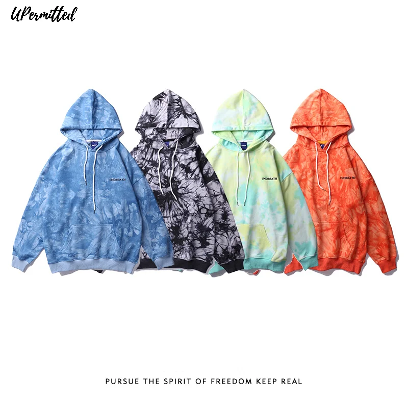 2021 Spring Autumn New Tie Dyed Men Hoodie Casual Loose Man Sweatshirt Male Sports Running Suit American Hip Pop Fashion Tops | Мужская