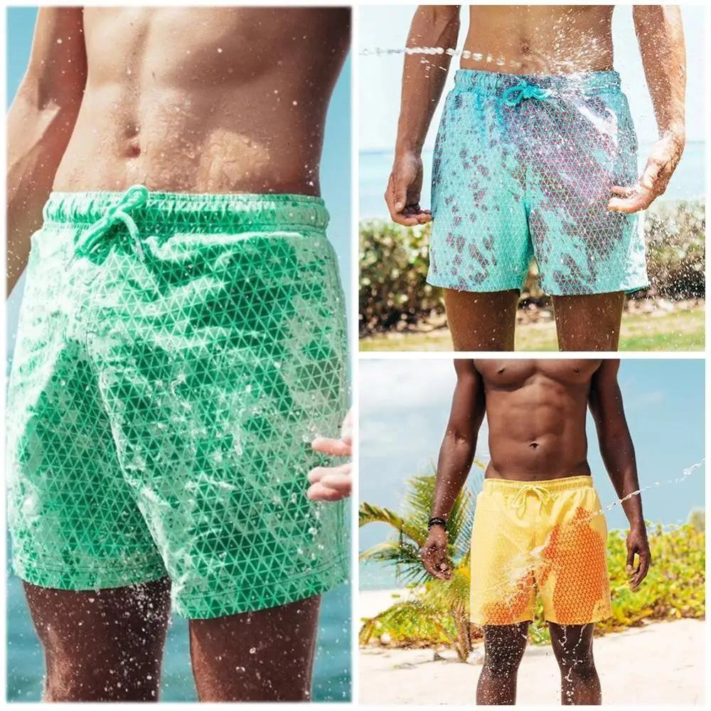 

New Men Color-changing Shorts Magical Change Color Beach Shorts Discoloration Shorts Swimming Pants Funny Quick Dry Shorts