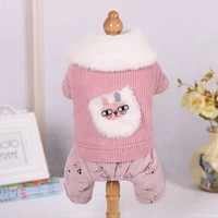 overalls for dogs new winter warm corduroy fleece coat jacket cute cartoons design dog cat winter warm outfit clothes apparel