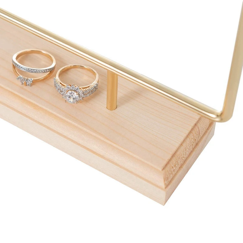 

2 Pcs Wood Earring Holder Jewelry Holder Rack Jewelry Stand, Gold & White-Gold
