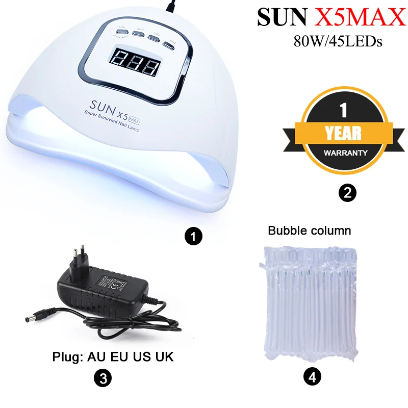 Новый светодиодный светильник SUN X5MAX УФ лампа для ногтей 80 Вт Сушилка Гель лак
