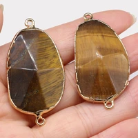 natural semi precious stone connector pendants tiger eye stone for diy jewelry making handmade accessories