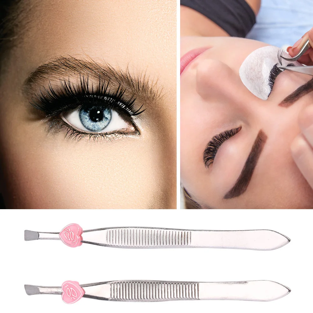 Профессиональный пинцет для бровей плоская наклонная стальная заколка удаления