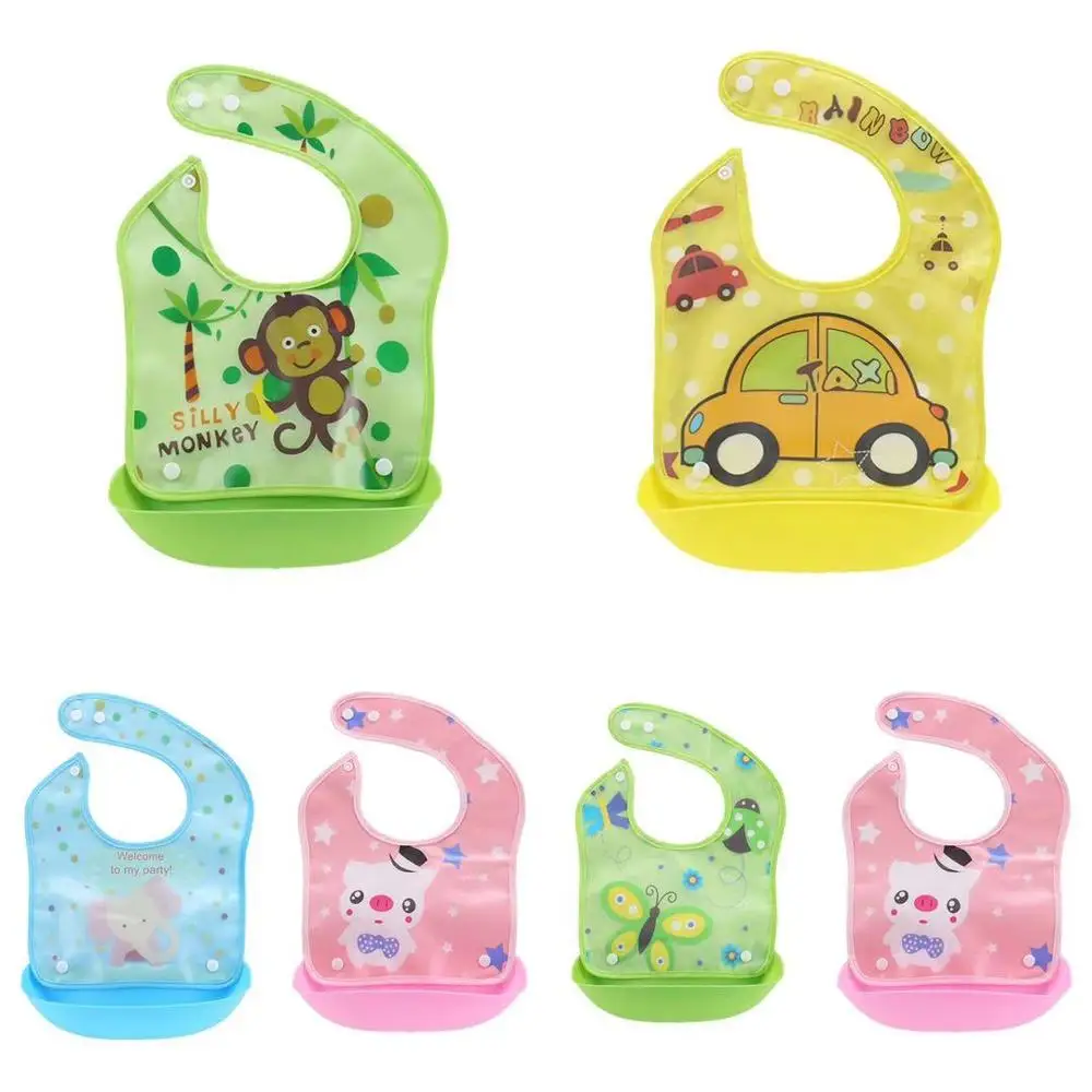 

Baby Silicone Bibs baberos Waterproof Cute Animals Meals Pocket Bib Feeding Newborn Infant Functional Food bib bavoir