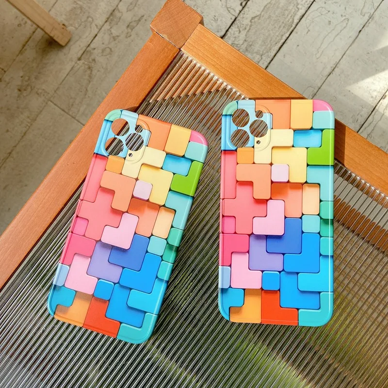 

lor Square Pattern for Apple Anti-Fall Protection Mobile Phone Case