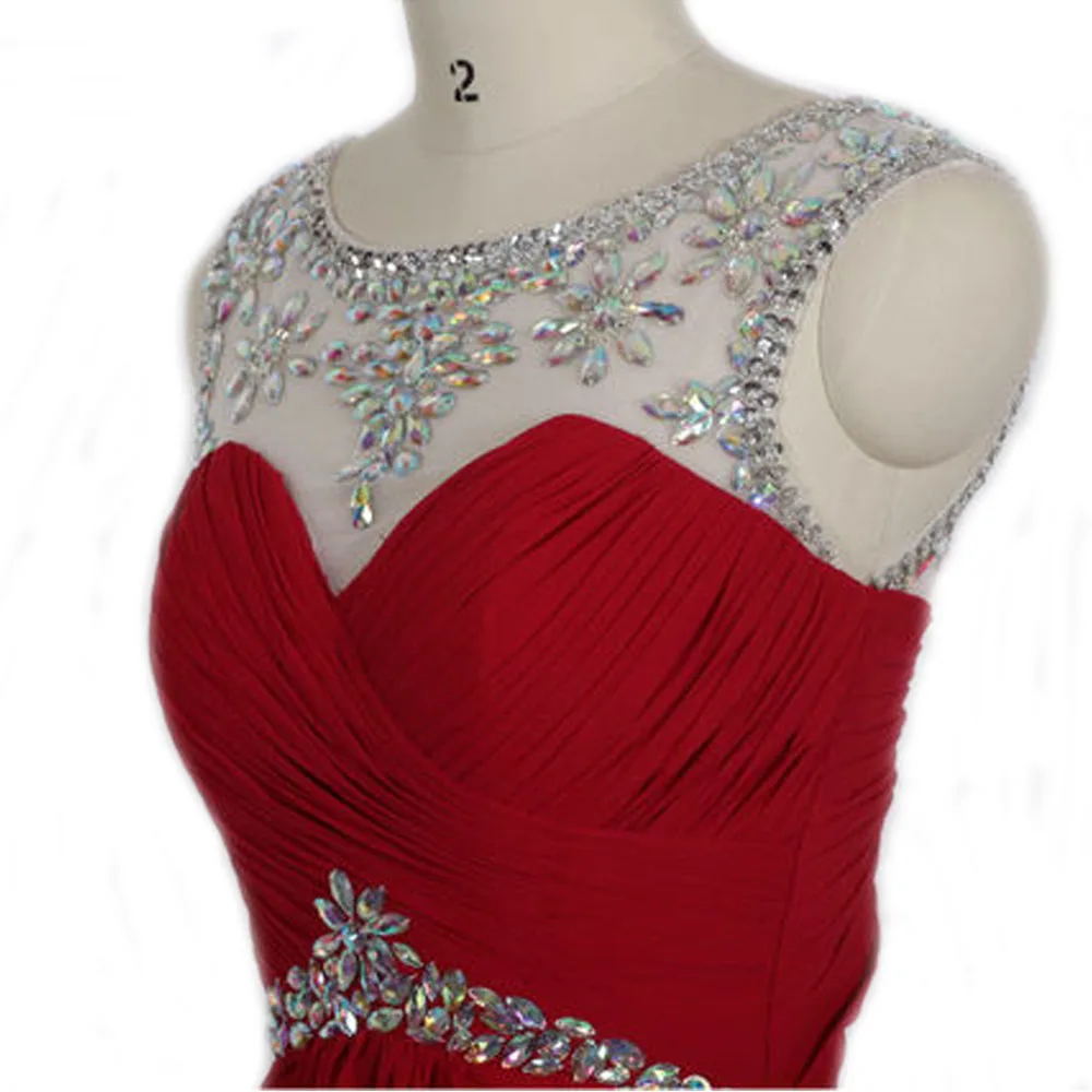 

Long Evening Dress Sleeveless Beads Chiffon Sexy Slim O-Neck Formal Elegant Women Prom Gown Dresses Robe De Soiree Vestidos