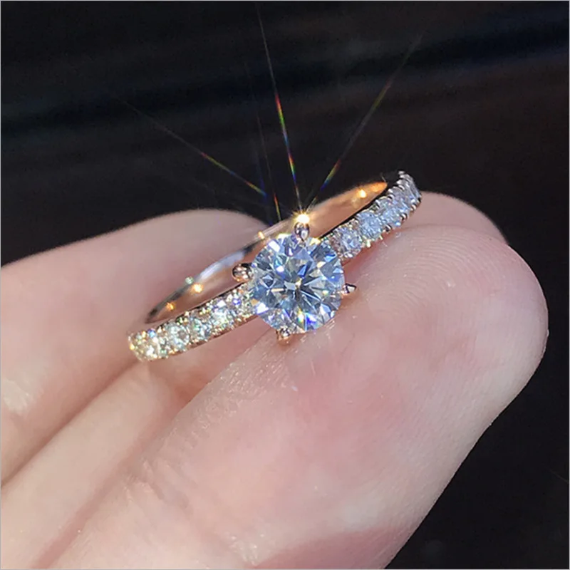 

HI MAN Exquisite Sparkling Pavé Zircon Three-Dimensional Geometric Ring Women Sweet Romantic Anniversary Jewelry