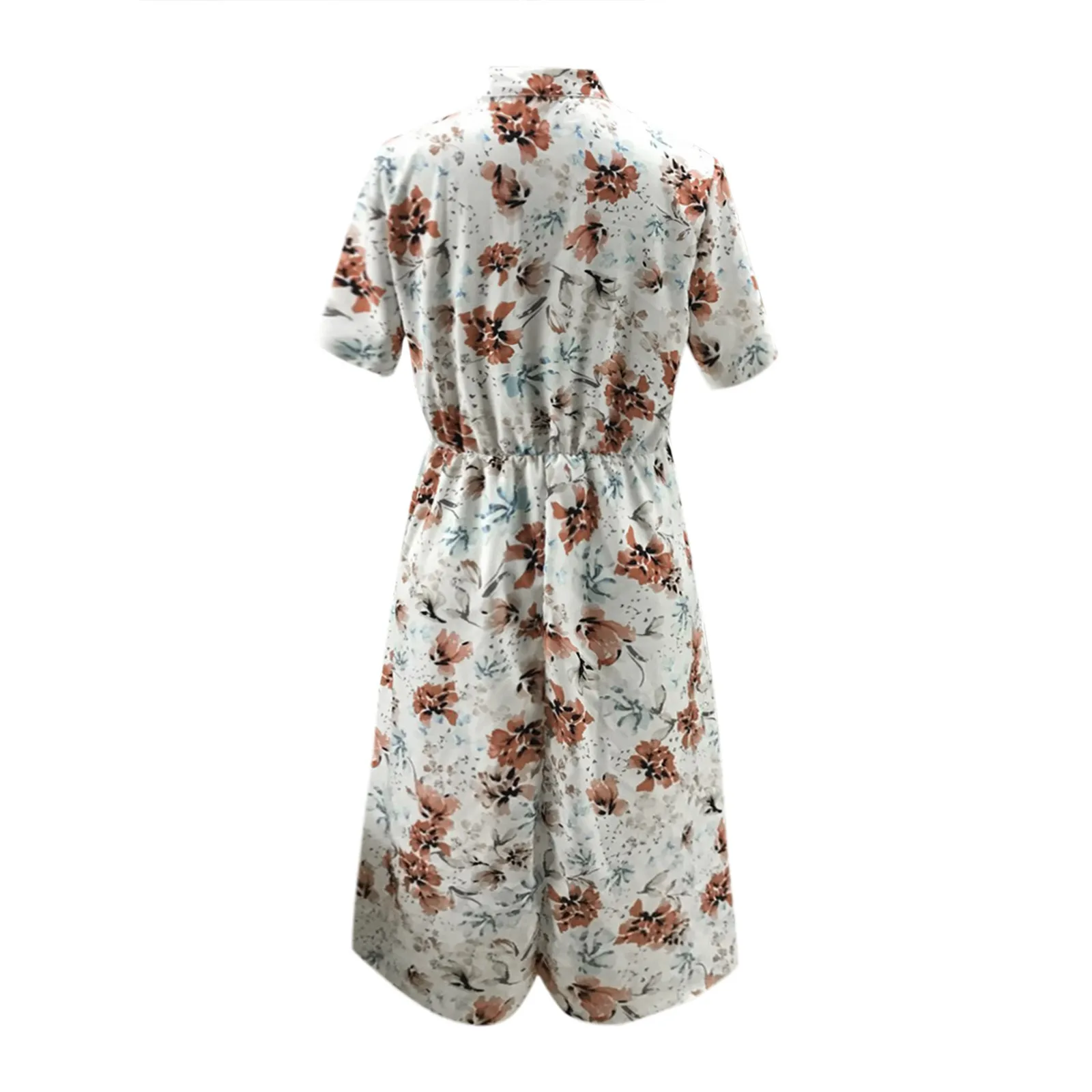 

New Ruffles Chiffon Dress Sexy Non-positioning Printed Empire Dresses Small High Collar Button Beach Dress Vintage Dresses 2021