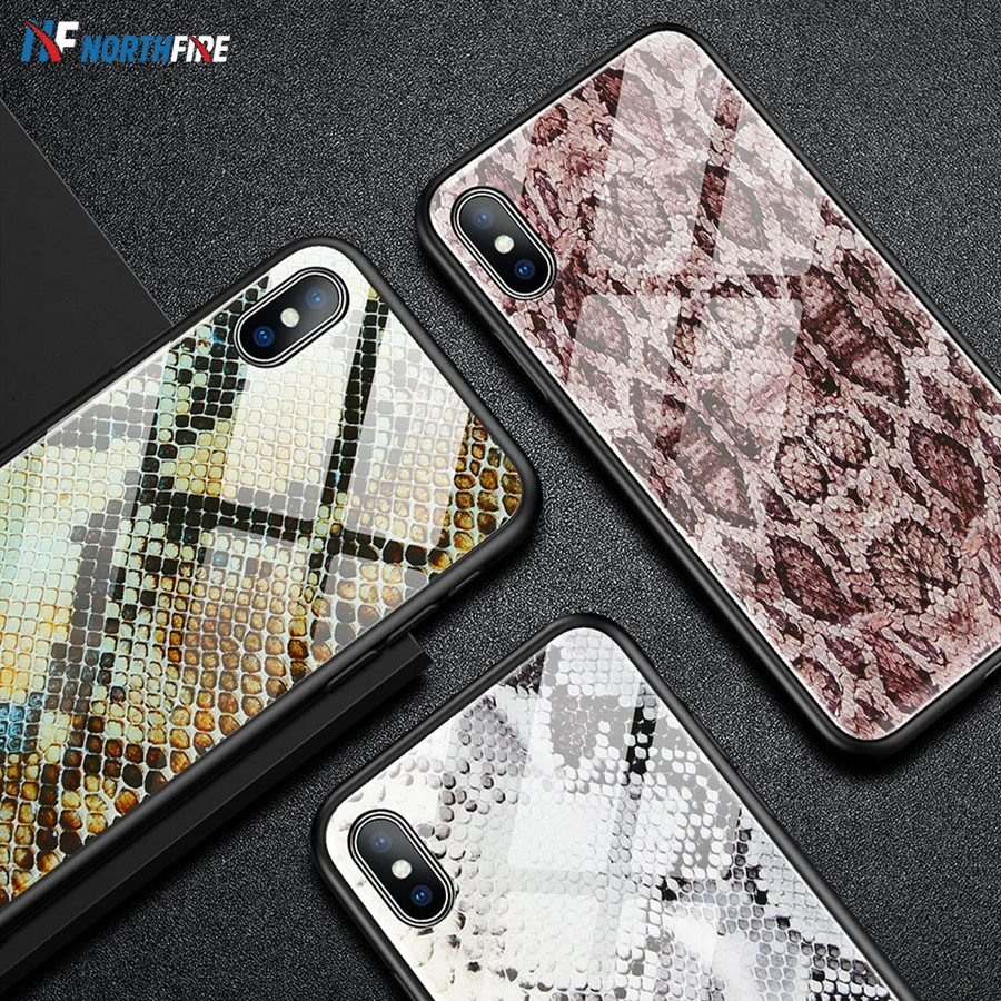 Чехол для телефона NORTHFIRE из змеиной кожи iPhone X XS Max XR 6 7 8 чехол закаленного стекла 6S