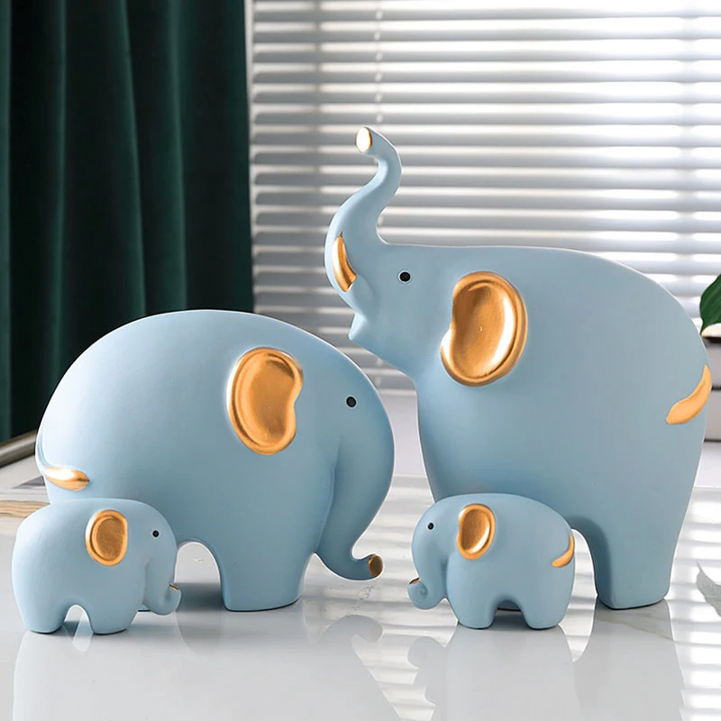 

4pcs Home Decoration Sculpture European Modern Elephant Mascot Ornament Living Room Display Furnishings Modern Figurines Aerware
