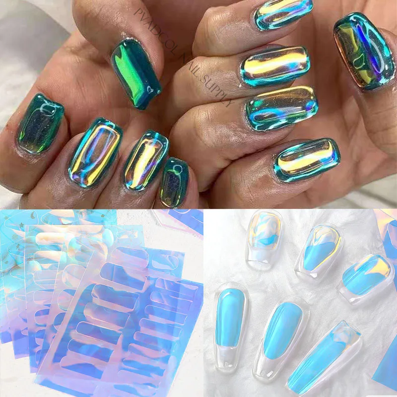 

Наклейка для ногтей Aurora Ice Cube самоклеящаяся Лазерная сияющая конфетная бумага модный дизайн ногтей Маникюрные украшения