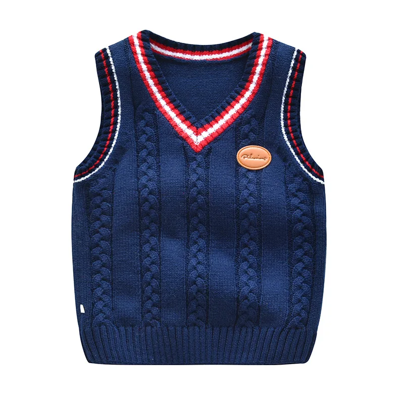 Осенне зимние детские свитера без рукавов детский зимний жилет с V образным