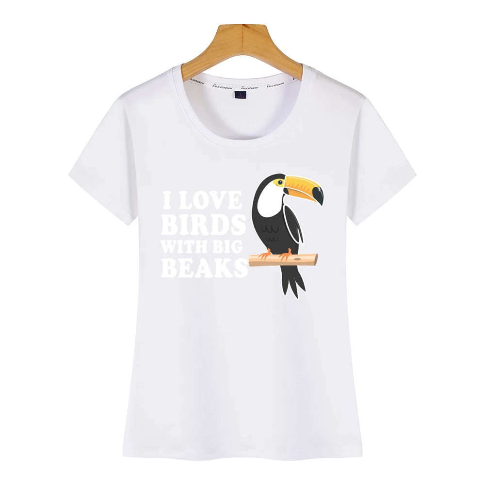 Женская футболка с надписью love birds with big beaks ornithology toco toucan сексуальная короткая