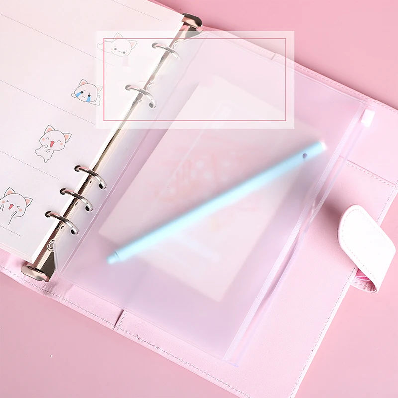 

3pcs Binder Pockets A5 A6 A7 Binder Zipper Folders For 6-Ring Notebook Binder Transparent Loose Leaf Pouch Document Filing Bags