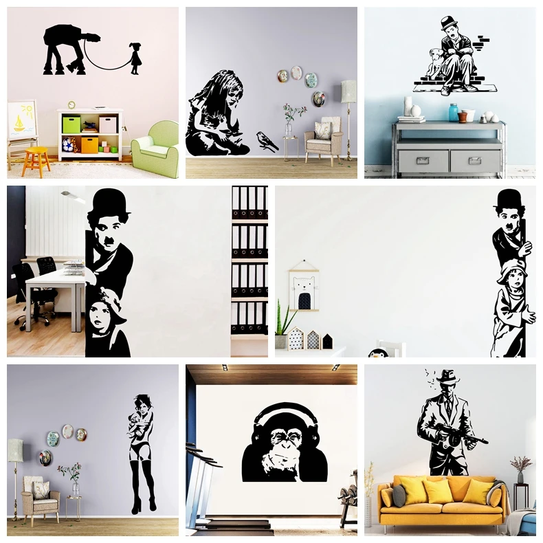 Творческий Banksy на стену Art Наклейки стены наклейки виниловые материалы для