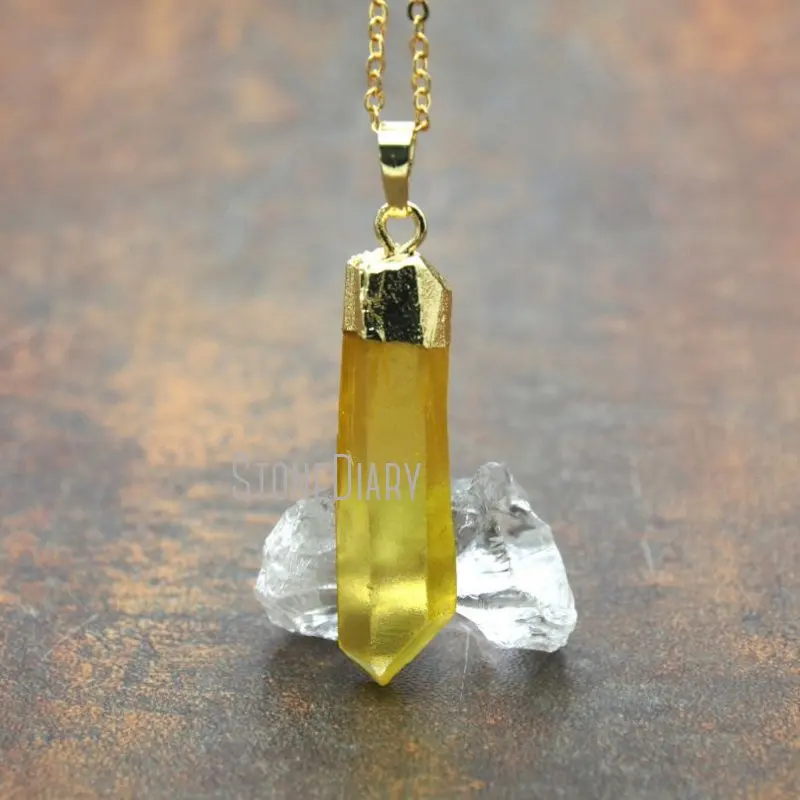 Ожерелье из кварца NM11574 с желтым прозрачным кристаллом свадебные ювелирные