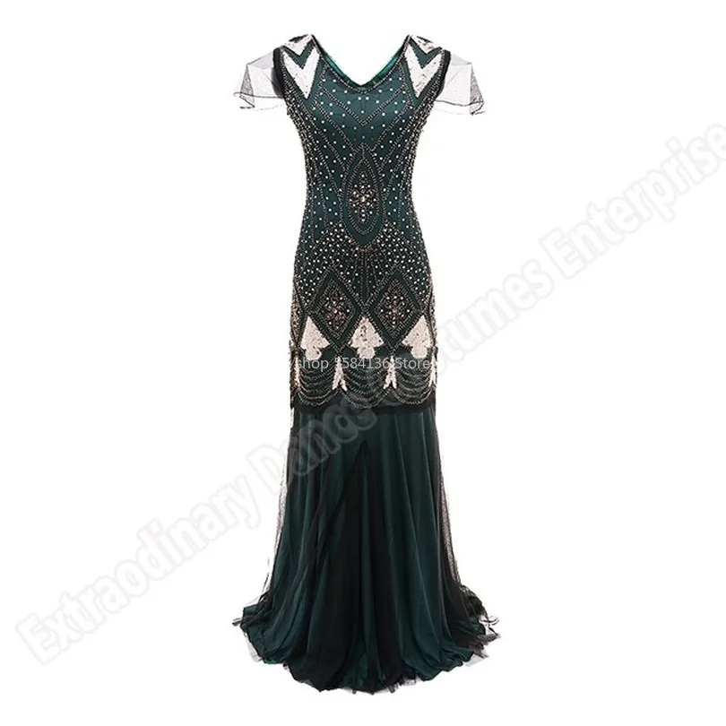 Новинка длинное винтажное платье с оборками большие Гэтсби 1920s расшитое бисером