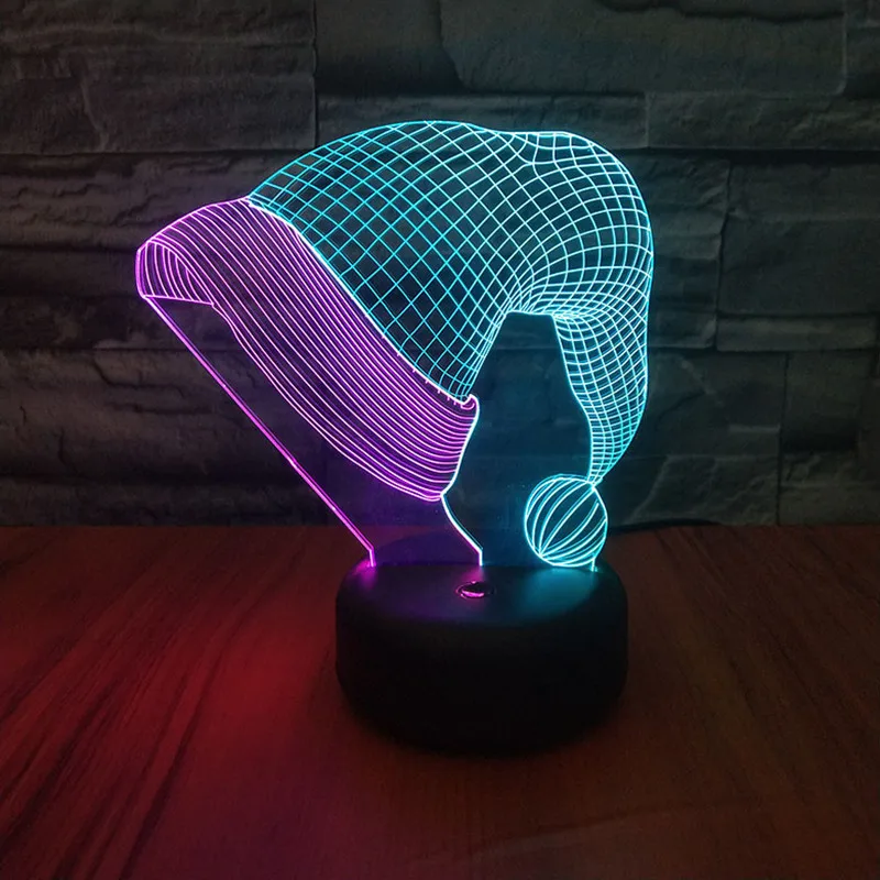 

Acrylic Christmas Hat LED 3d Night Light Double Color Table Lamp Touch USB Charging Atmosphere Lamp Kids Xmas Gift Toy