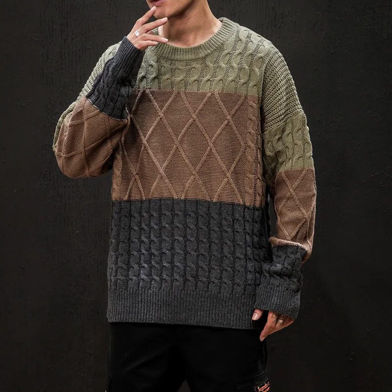 Толстый зимний свитер для мужчин теплый Модный трикотажный пуловер популярного