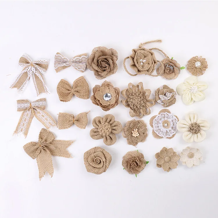 Натуральные цветы бант джутовая веревка искусственная пеньковая Подарочные