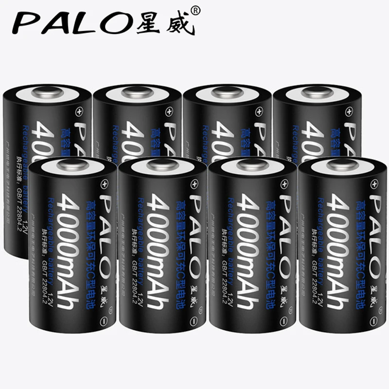 

PALO 2-8pcs 4000mah 1.2V C size Rechargeable Battery ni-mh large capacity low self-discharge rechargeable battery type C