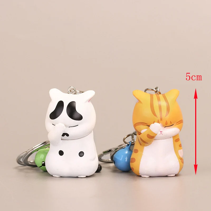 

Cute Shy Cat Keychains Chubby Kitten Keyring Trinket Bag Ornament Animal Jewelry