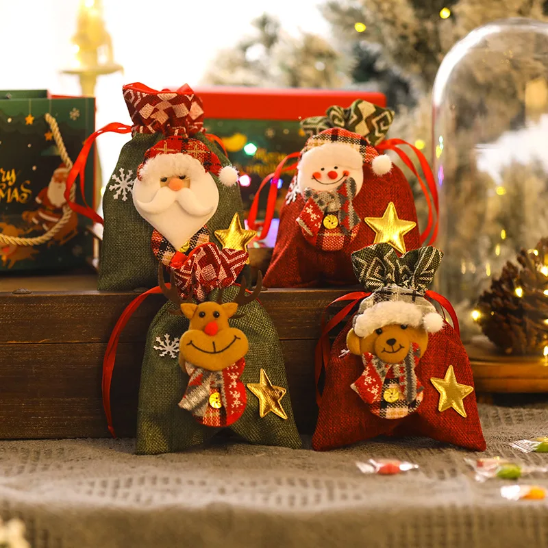 

Santa Snowman Christmas Gift Bag Christmas Decorations for Home New Year 2022 Decor Navidad Kids Present Christmas Ornaments