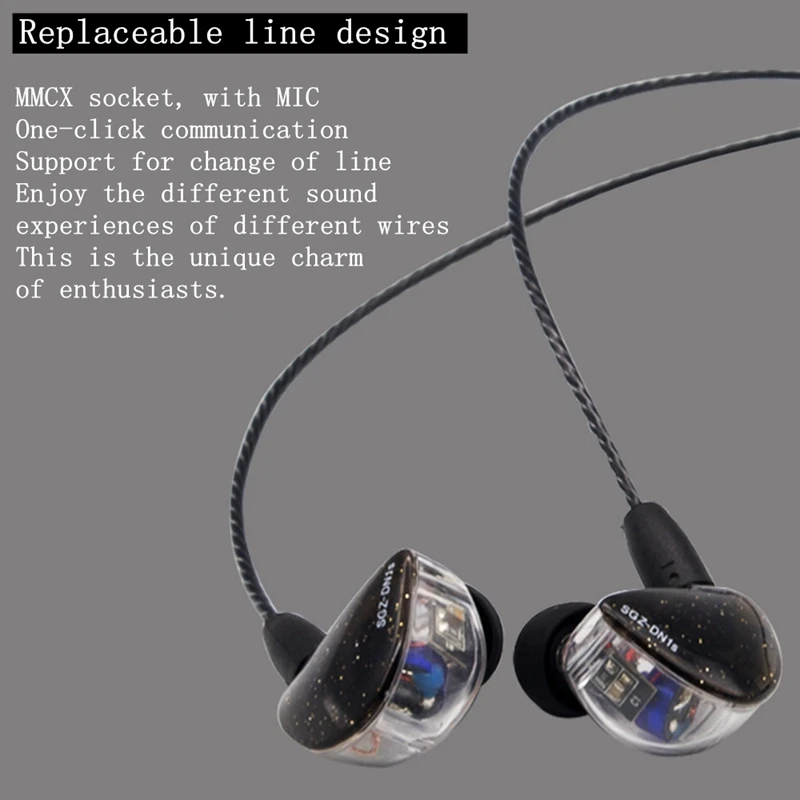 BGVP DN1S 1BA 1DD Hybrid Earphone Fever HiFi Stereo Heavy Bass Music Earbuds Line Control Headset with Detachable Cable Mic | Электроника