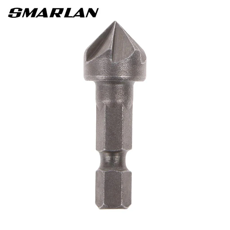 SMARLAN 90° Countersink Drill Chamfer Bit 1/4" Hex Shank Carpentry Woodworking Angle Point Bevel Cutting Cutter Remove Bur Tool