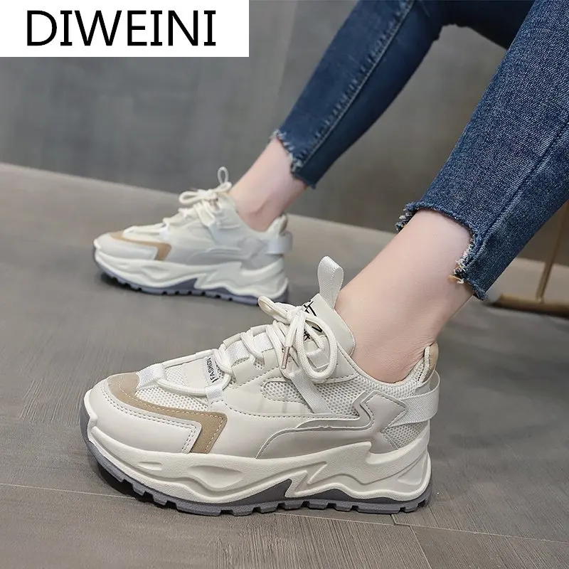 

2021 Spring New Lace-up Thick-soled Comfortable Women's Shoes Sneakers Women's Outdoor Low-top Casual Vulcanized Shoes Women