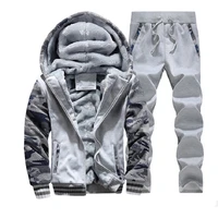 2020 winter new men thick casual sets brand mens hoodies pants two piece sportswear fashion camouflage tracksuit set male