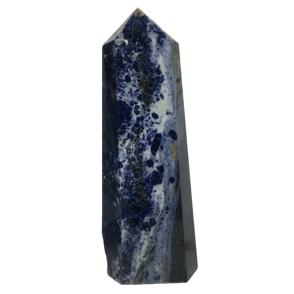 

Натуральный Синий Содалит с украшением в виде кристаллов и камень Точки Палочки Украшения Дома рейки энергии исцеления отполированное пок...