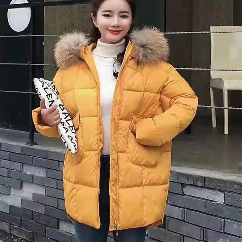 Женское хлопковое пальто средней длины зима 2019 новое теплое Свободное из хлопка