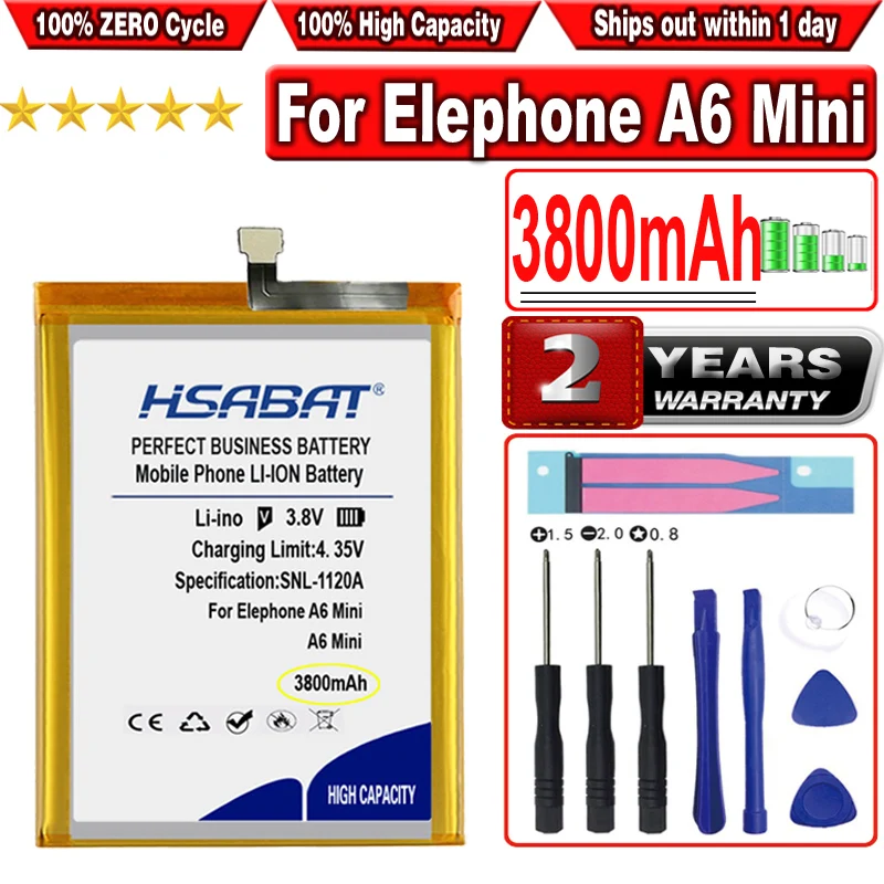 

HSABAT 3800mAh Battery for Elephone A6 Mini A6mini