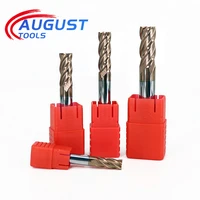 augusttool hrc55 carbide end mill 4 flutes milling cutter alloy coating tungsten steel cutting tools cnc maching endmills