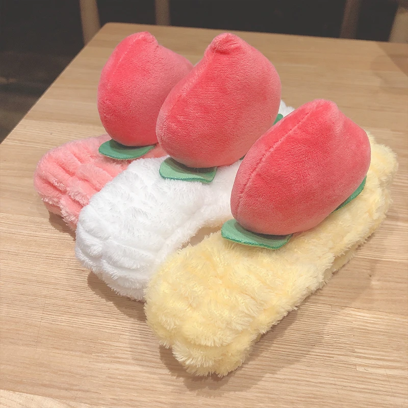 

Fluffy Juicy Peach White Yellow Pink Soft Cute Elastic Hair Band Headwear For Washing Face Shower Spa Makeup Tools