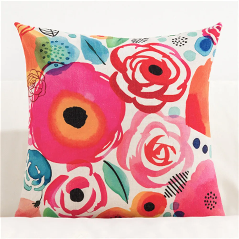 Декоративный декоративный чехол для диванной подушки квадратный с красными