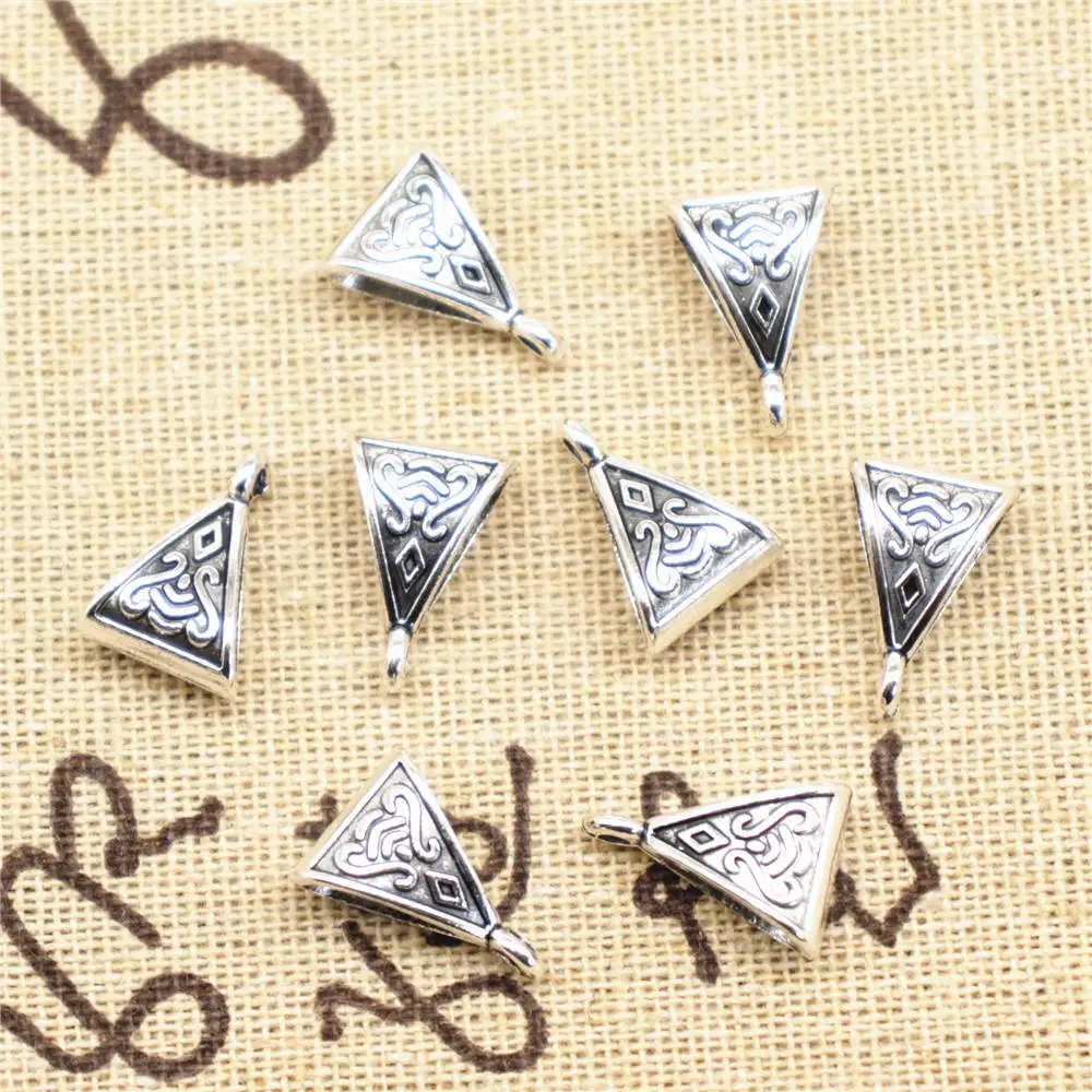 

20Pcs Phone Charm Symbol Tee Button Bead Caps Antique Silver Color 10X15mm
