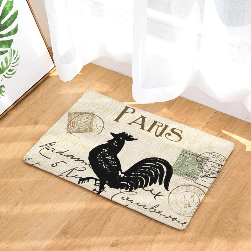 

Cartoon Printed Entrance Doormat Cock Chicken Pattern Absorbent Kitchen Mat Non Slip Bathroom Carpet Home Decor Living Room Rug