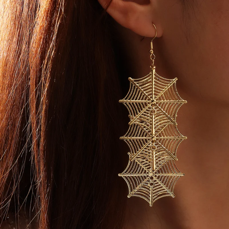 

Trendy Jewelry Spider Web Earrings 2021 New Design Hot Selling Exaggerated Metal Drop Earrings For Women Party Gifts