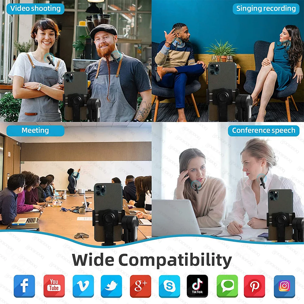 Wireless Lavalier Microphone Portable Audio Video Recording Mini Mic for iPhone Android Live Broadcast Gaming Phone Microfonoe |