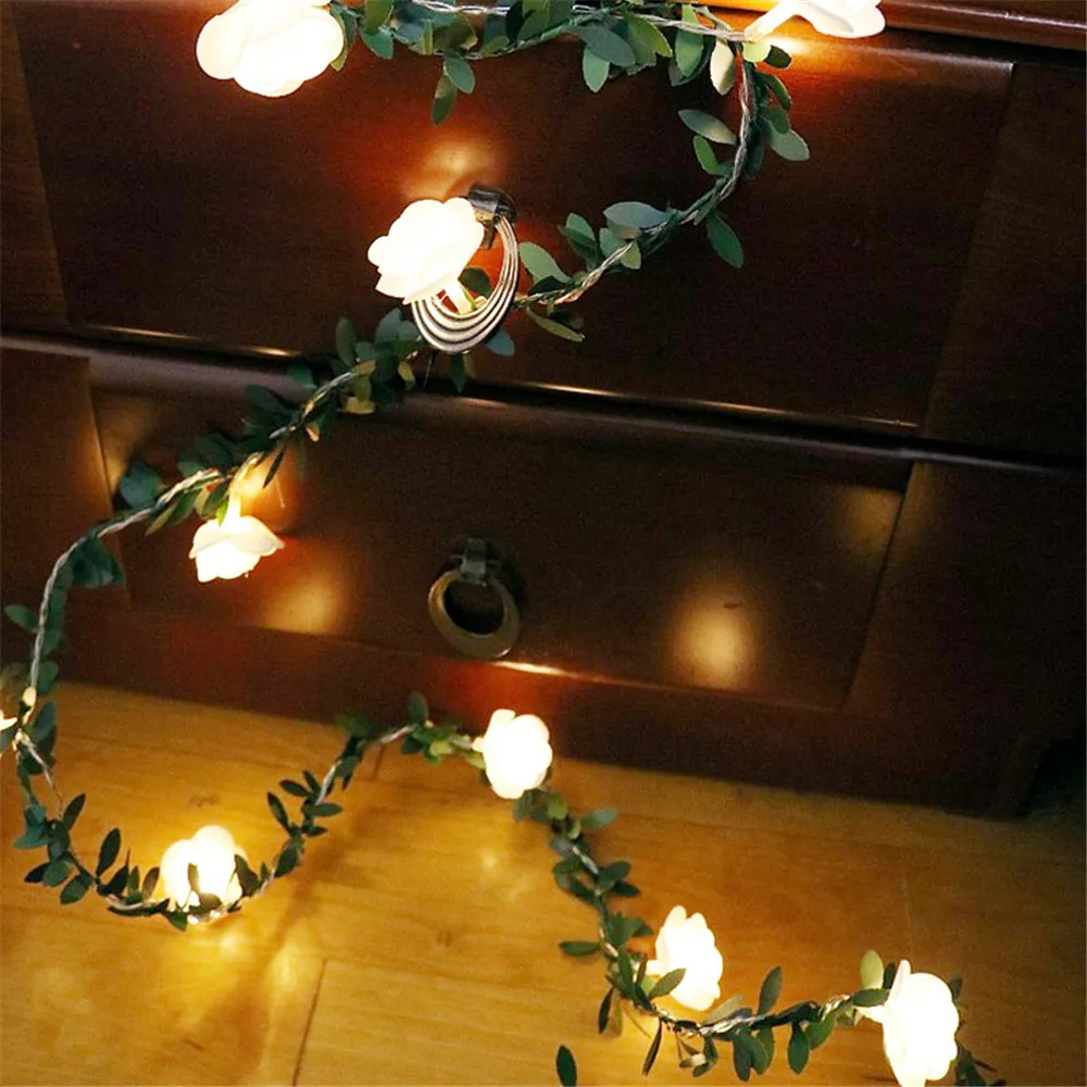 

10/20/40leds Rose Flower led Fairy String Lights Battery Powered Wedding Valentine's Day Event Party Garland Decor Luminaria