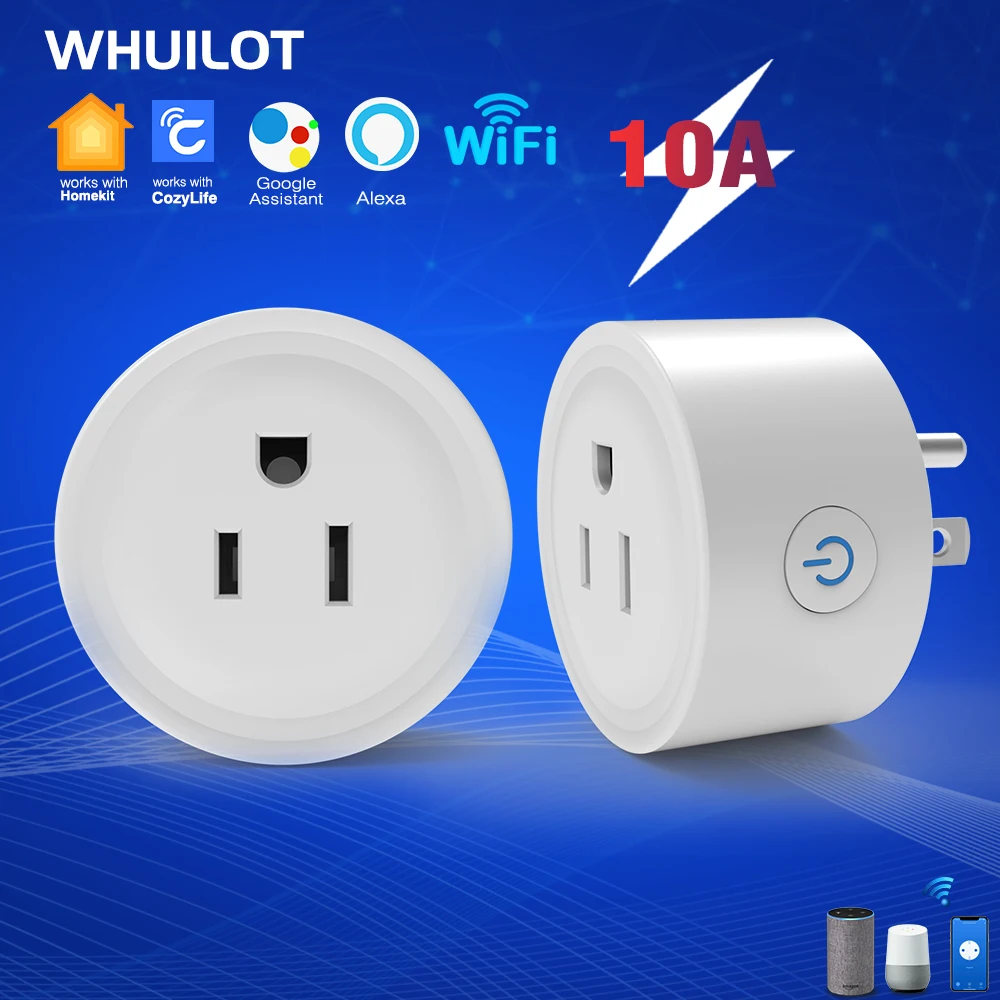 

Умная розетка WHUILOT, 10 А, с таймером, поддержка Google Home Alexa